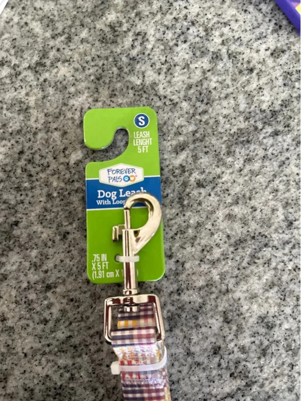 Forever Pets Small Dog Leash 5 Feet with Loop - Multicolor Plaid